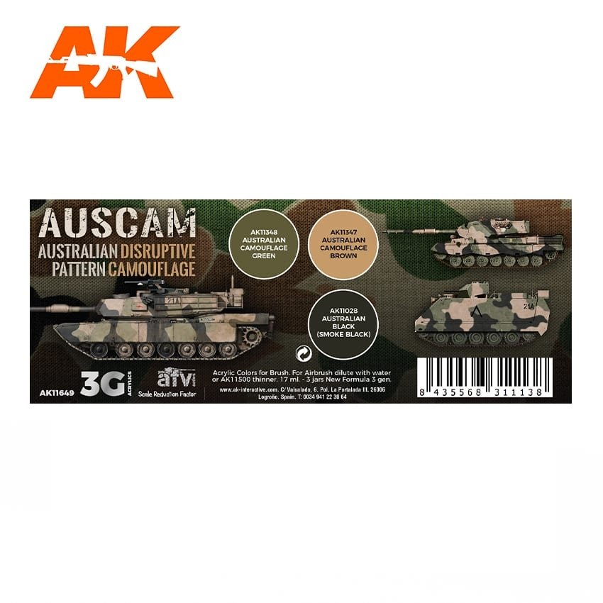 AK Interactive AK11649 3G AUSCAM COLORS 3x17ml – image 2