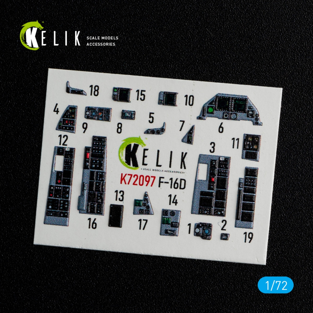 KELIK K72097 F-16D interior 3D decals for Revell kit 1/72 – zdjęcie 3