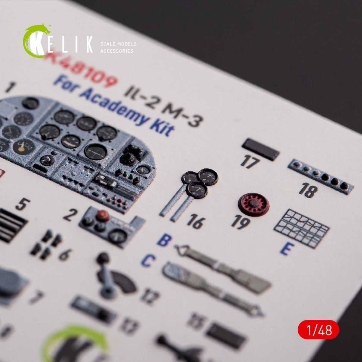 KELIK K48109 IL-2M3 - interior 3D decals for Academy/Accurate Miniatures kit 1/48 – imagen 3