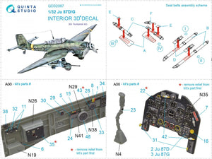 Quinta Studio QD32087 Ju87 D/G 3D-Printed &amp;amp; coloured Interior on decal paper (Trumpeter) 1/32 – imagen 8