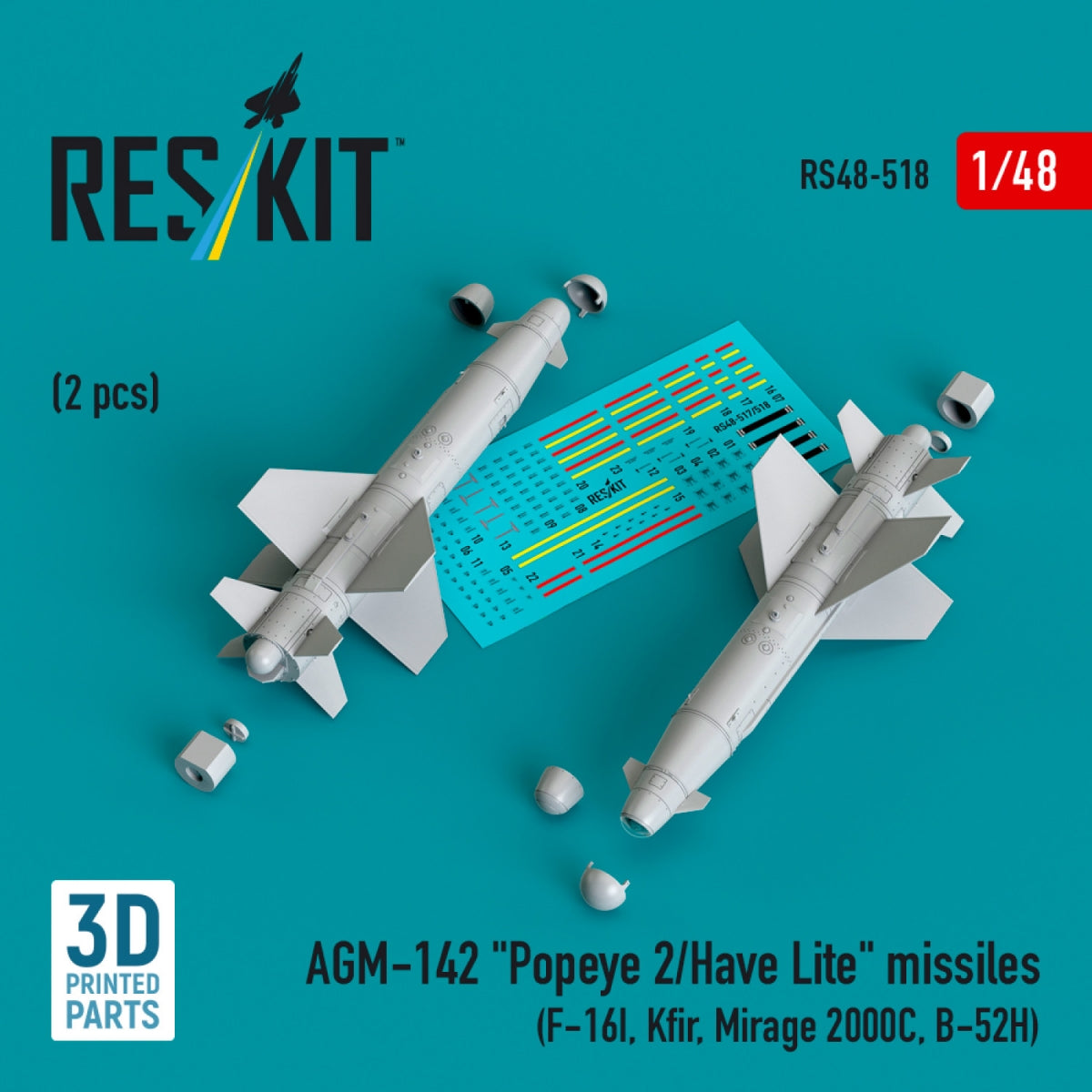RESKIT RS48-0518 AGM-142 &amp;quot;Popeye 2/Have Lite&amp;quot; missiles (2 pcs) (3D Printed) 1/48 – image 2