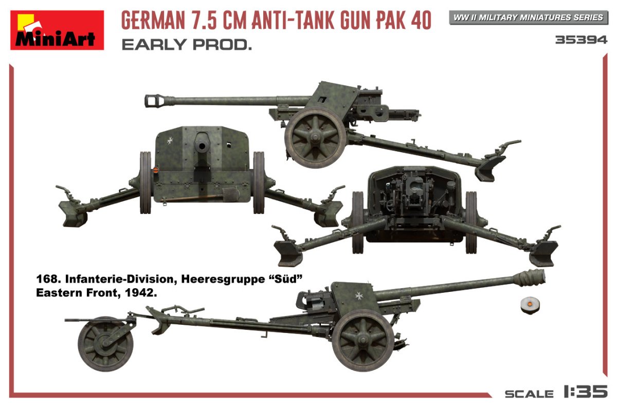 MiniArt 35394 GERMAN 7.5CM ANTI-TANK GUN PAK 40. EARLY PROD 1/35 – Bild 9