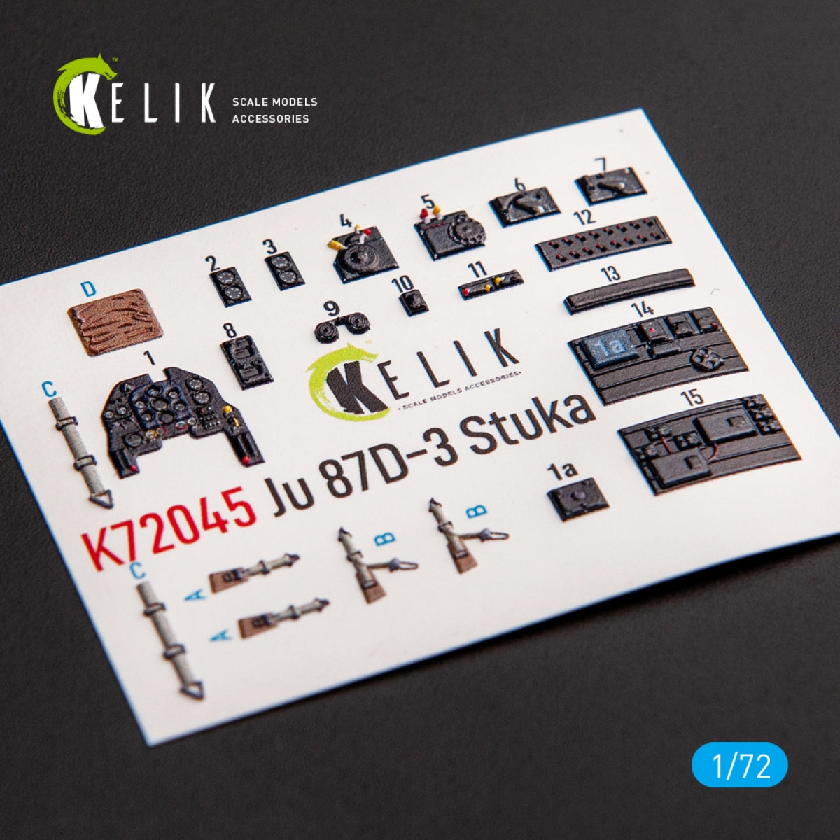 Kelik K72045 Junkers Ju 87D-3 Stuka - Interior 3D Decal for Special Hobby kit 1/72
