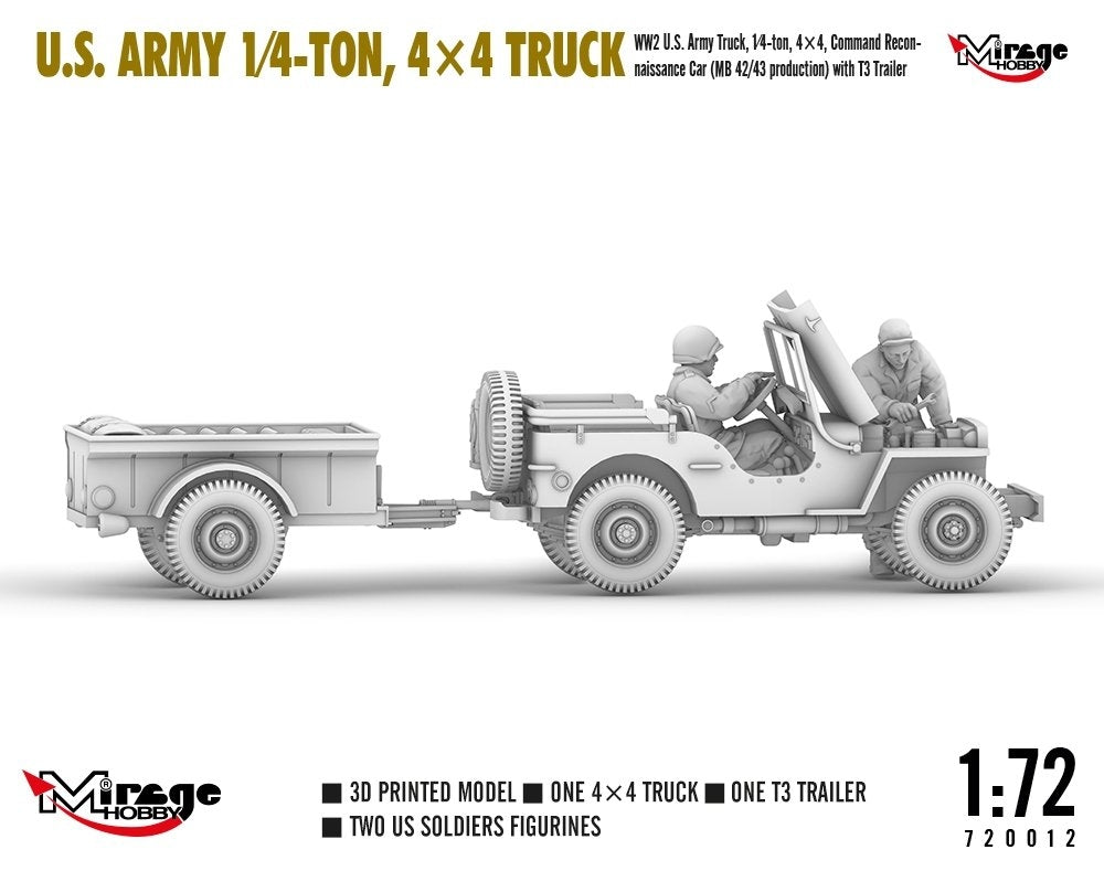 Mirage Hobby 720012 Camion 4x4 de l&amp;#39;armée américaine, 1/4 de tonne, échelle 1/72  – image 4