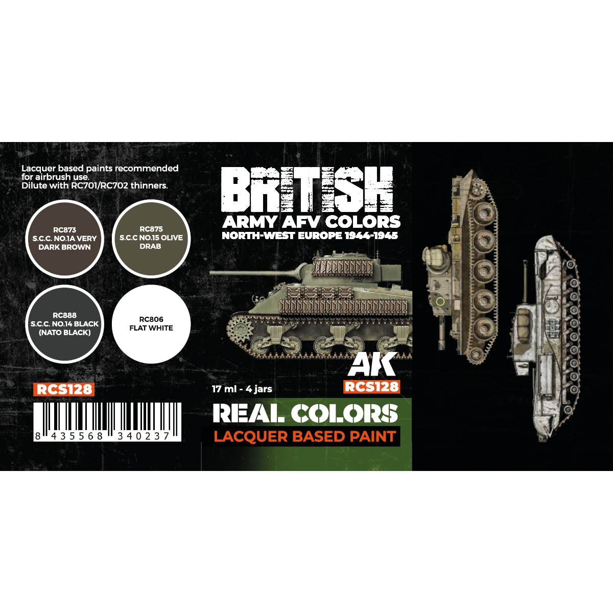 AK Interactive RCS128 British Army AFV Colors. North-West Europe 1944-1945 4x17ml – imagen 2
