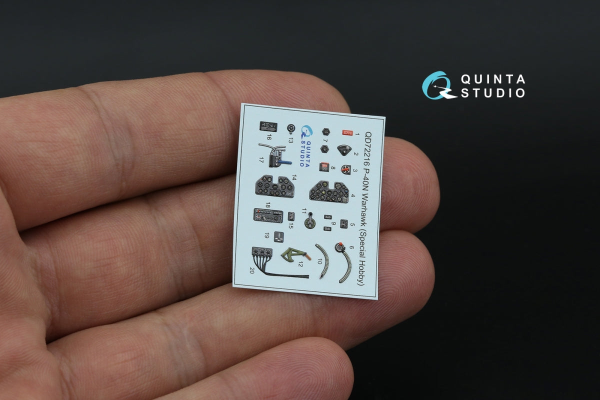 Quinta Studio QD72216 P-40N Warhawk 3D-Printed &amp;amp; coloured Interior on decal paper (Special Hobby) 1/72 – imagen 4