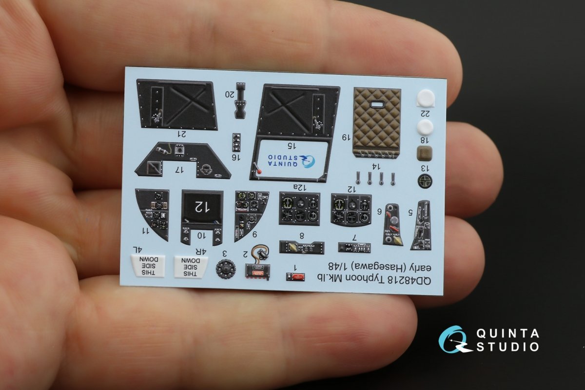 Quinta Studio QD48218 Hawker Typhoon Mk.1b early 3D-Printed &amp;amp; coloured Interior on decal paper ( Hasegawa ) 1/48 – immagine 9