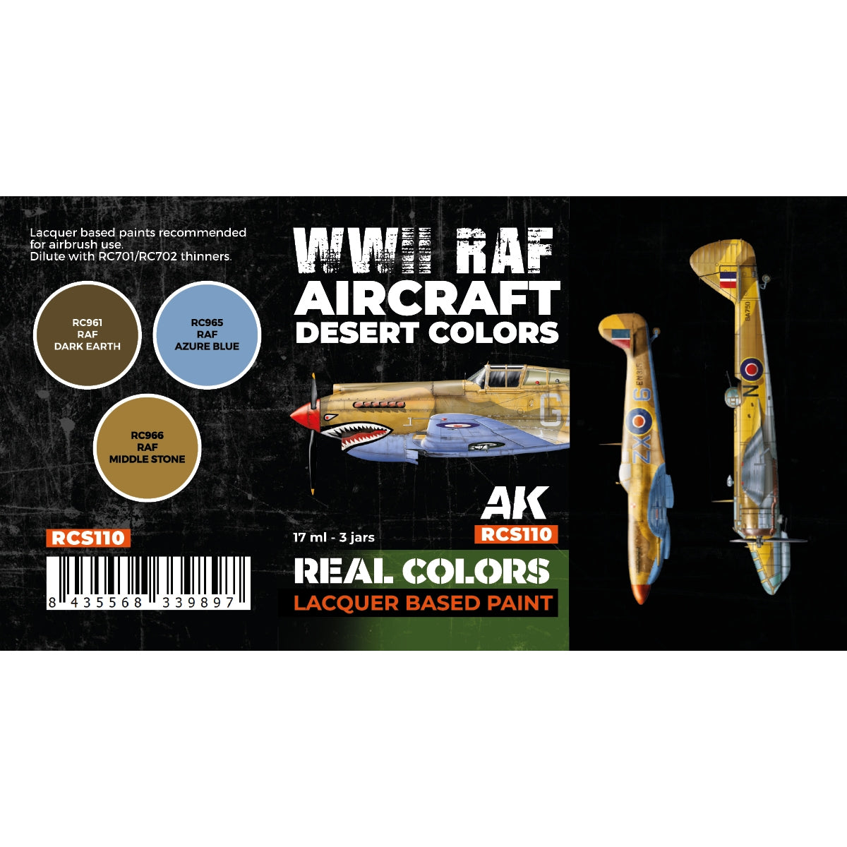 AK Interactive RCS110 WWII RAF Aircraft Desert Colors 3x17ml – imagen 2