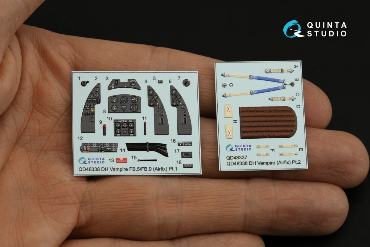 Quinta Studio QD48338 DH Vampire FB.5/FB.9 3D-Printed coloured Interior on decal paper (Airfix) 1/48 – immagine 7