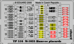 Eduard TP516 M-1025 placards 1/35