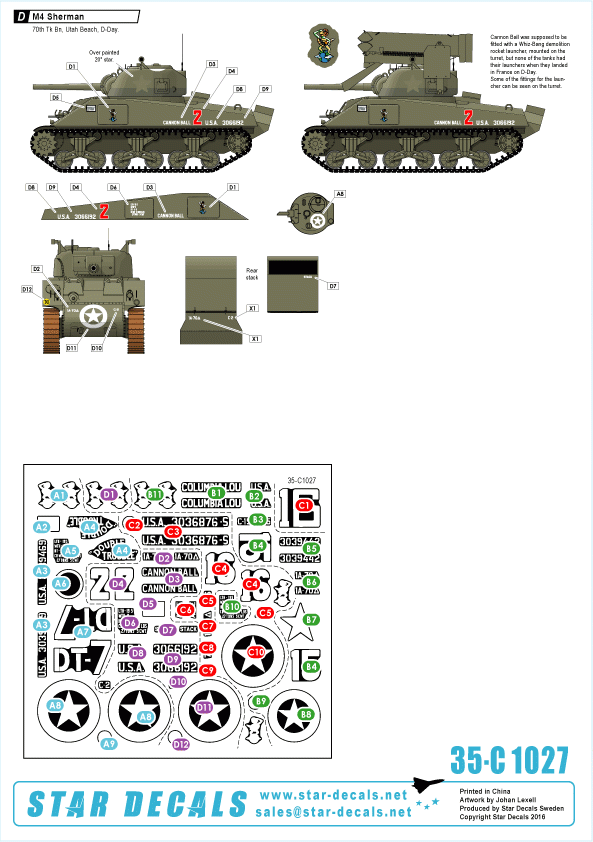Star Decals 35-C1027 US 70th Tank Battalion on Utah Beach 1/35 – imagen 2