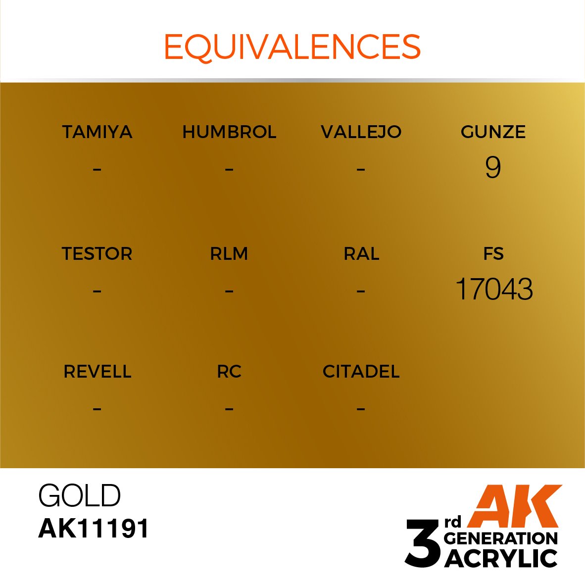 AK Interactive AK11191 GOLD – METALLIC 17ml – Bild 3