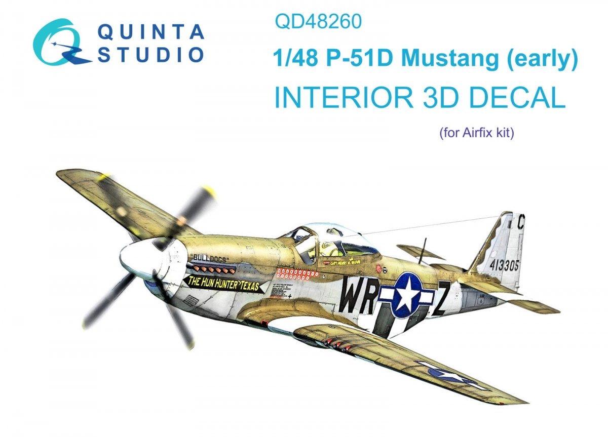 Quinta Studio QD48260 P-51D Early 3D-Printed &amp; colored Interior on decal paper (Airfix) 1/48