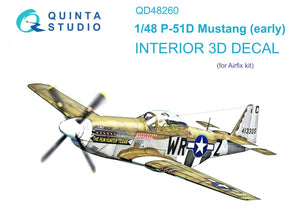 Quinta Studio QD48260 P-51D Early 3D-Printed &amp;amp; coloured Interior on decal paper ( Airfix ) 1/48