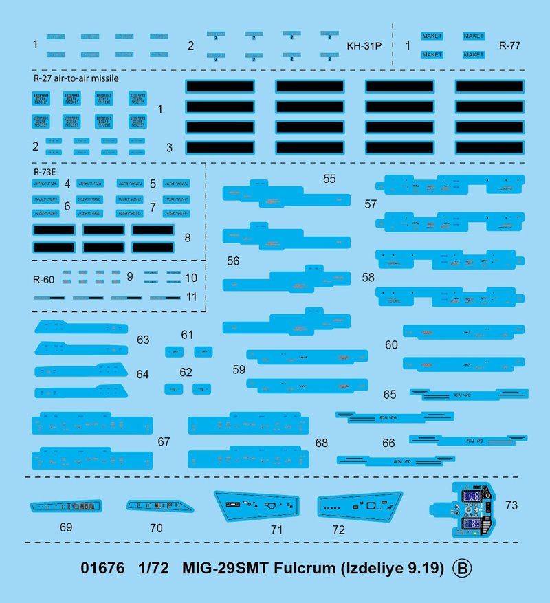 Trumpeter 01676 MIG-29SMT Fulcrum (Izdeliye 9.19) 1/72 – imagen 5