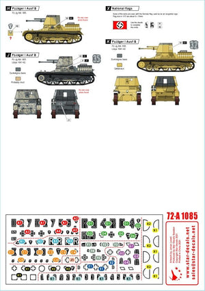Star Decals 72-A1085 Panzer in the Desert # 2. PzKpfw I Ausf B, Kleiner Pz-Befehls Wagen I B, and Pz-Jäger I B in North Africa 1/72 – imagen 2