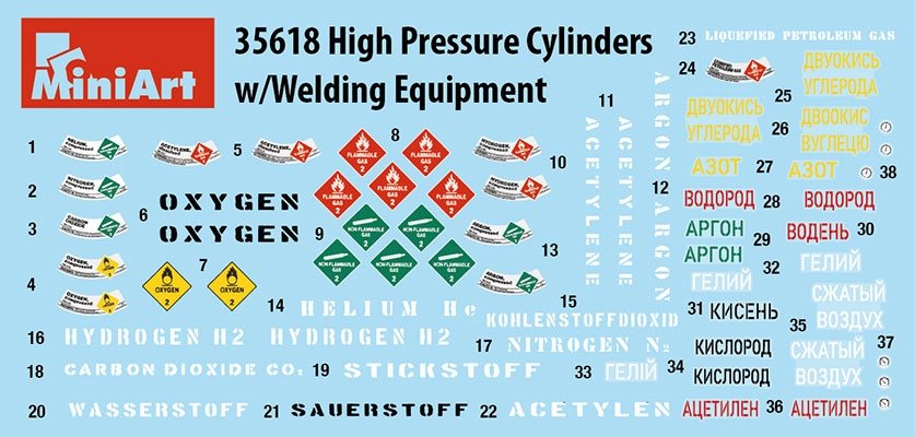 MiniArt 35618 HIGH PRESSURE CYLINDERS w/WELDING EQUIPMENT 1/35 – imagen 2