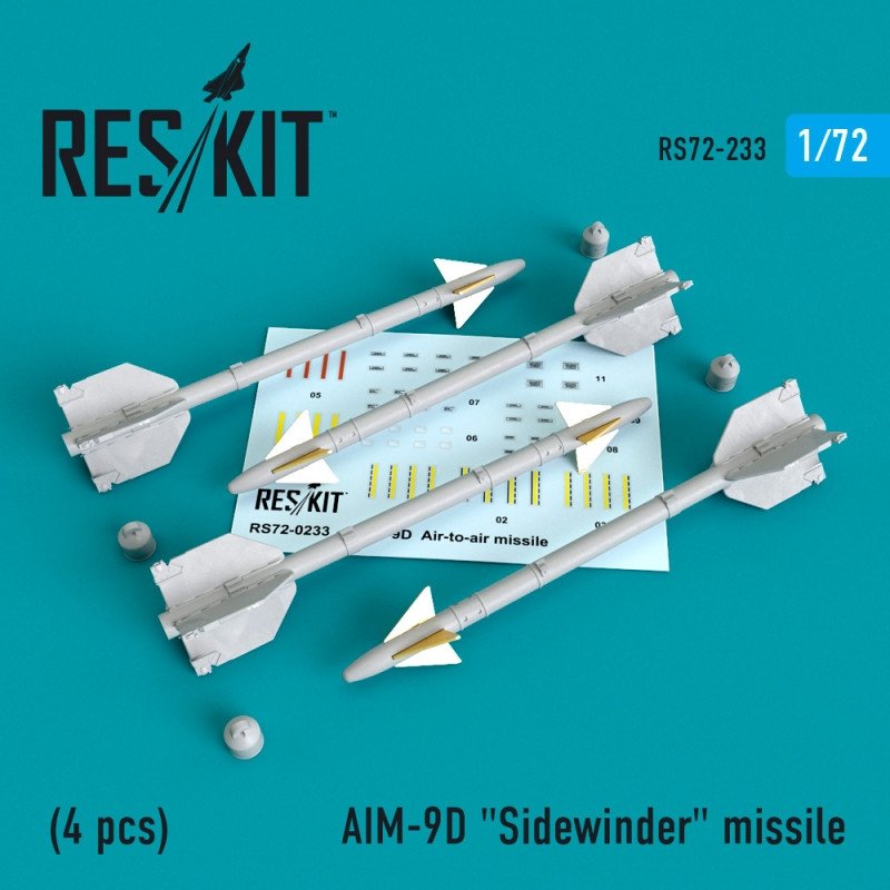 RESKIT RS72-0233 AIM-9D &amp;quot;Sidewinder&amp;quot; missile (4 PCS) 1/72