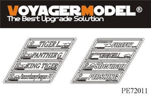Maquette Voyager PE72011 Plaque d&amp;#39;identification de char célèbre de la Seconde Guerre mondiale 1 (8 chars) 1/72