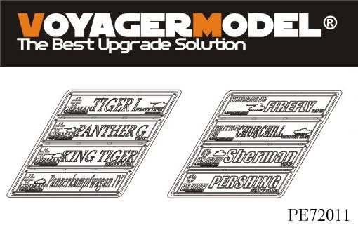 Maquette Voyager PE72011 Plaque d&amp;#39;identification de char célèbre de la Seconde Guerre mondiale 1 (8 chars) 1/72