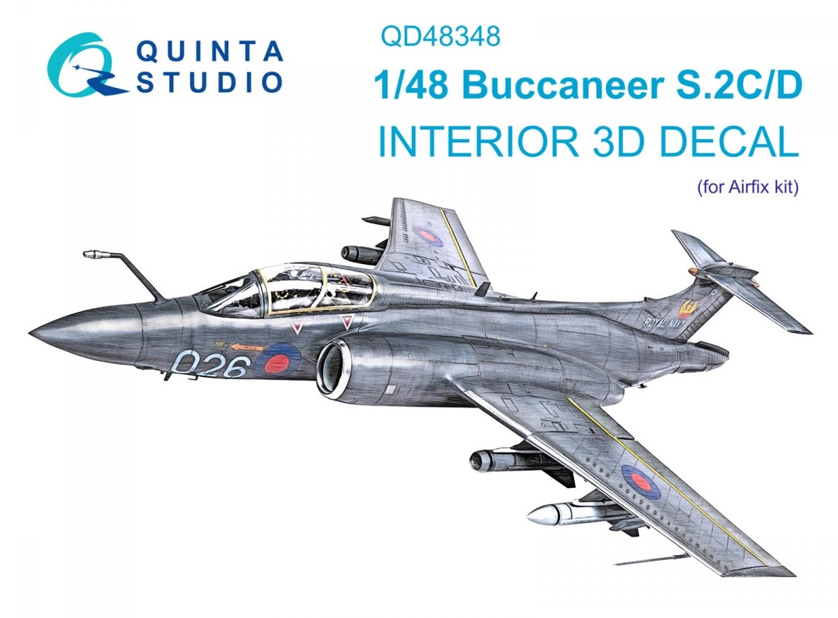 Quinta Studio QD48348 Buccaneer S.2C/D 3D-Printed &amp;amp; coloured Interior on decal paper (Airfix) 1/48