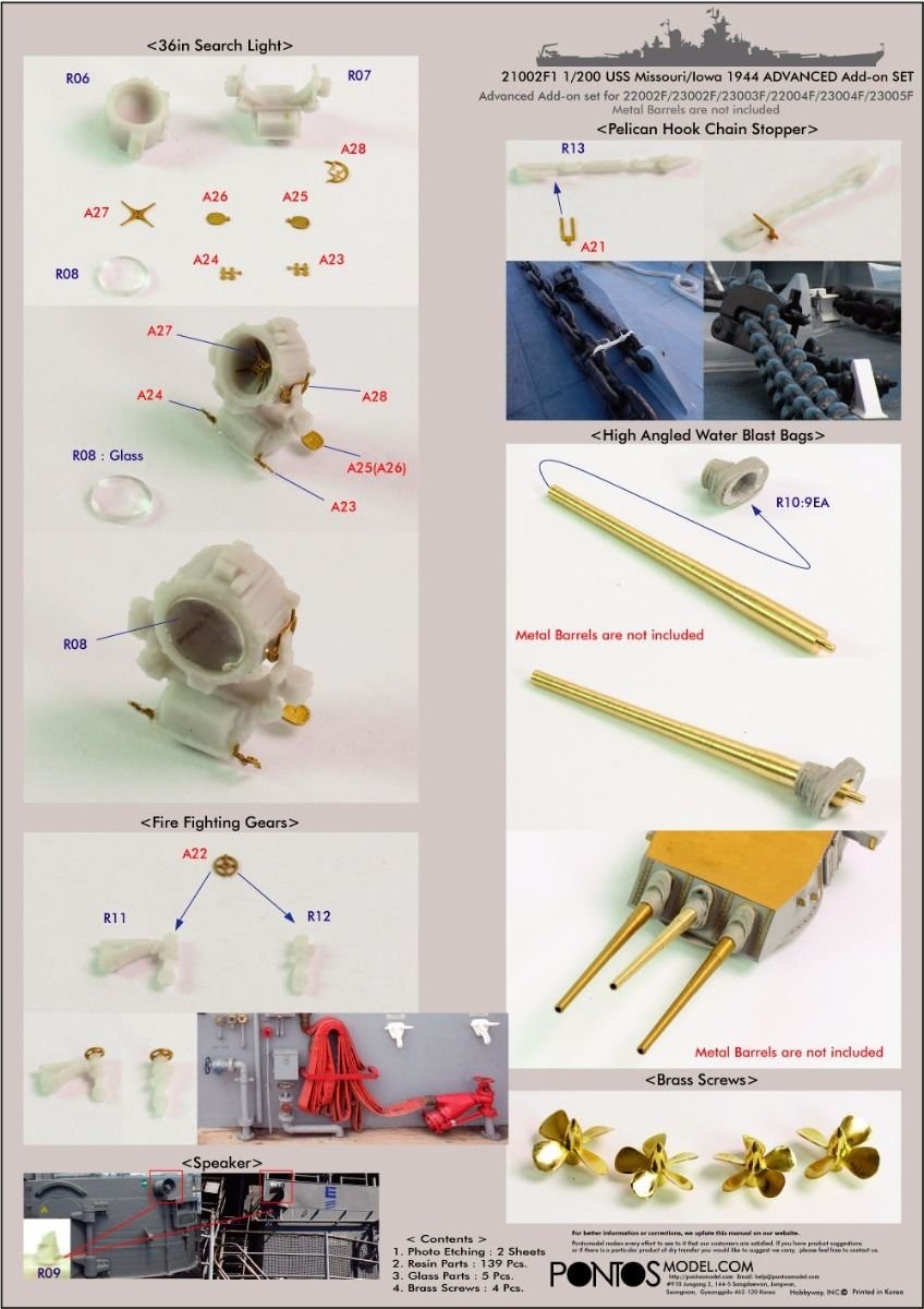 Pontos 21002F1 USS Missouri Iowa 1944 Advanced Add-on Set for Trumpeter 05399 kit – Bild 2