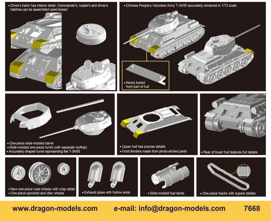 Dragon 7668 Chinese Volunteer T-34/85 1/72 – imagen 2