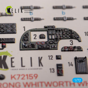 KELIK K72159 ARMSTRONG WHITWORTH WHITLEY MK.V - interior 3D decals for Airfix kit 1/72 – zdjęcie 2