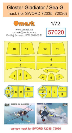 Omask 57020 Gloster Gladiator / Sea Gladiator mask (for Sword 72035, 72036) 1/72