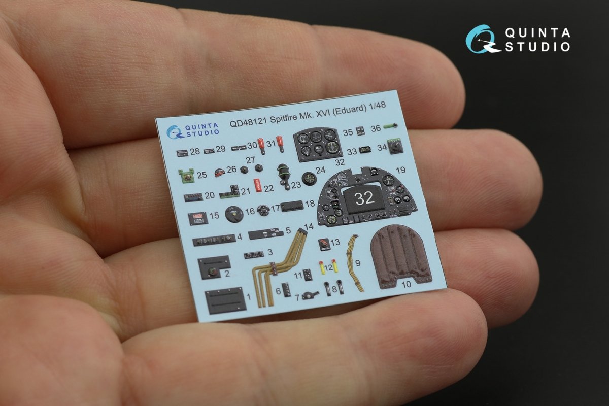Quinta Studio QD48121 Spitfire Mk.XVI 3D-Printed &amp;amp; coloured Interior on decal paper (Eduard) 1/48 – Bild 2