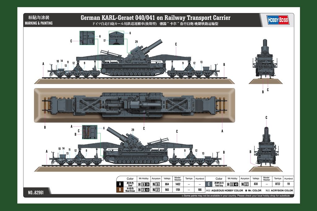 Hobby Boss 82961 German KARL-Geraet 040/041 on Railway Transport Carrier 1/72 – image 2