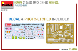 Miniart 35449 GERMAN 3T CARGO TRUCK 3,6-36S MID PROD. PMQ600-TYPE 1/35 – immagine 7