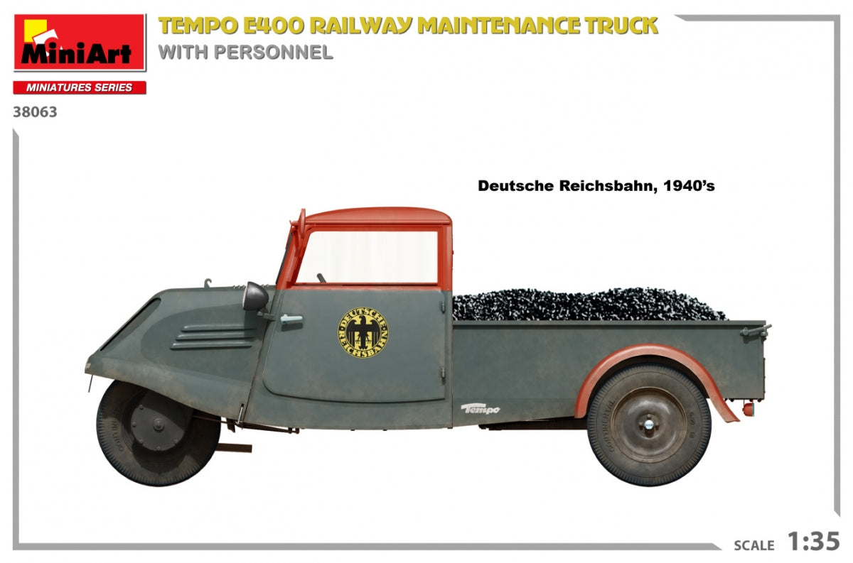 Camion d&amp;#39;entretien ferroviaire MiniArt 38063 Tempo E400 avec personnel 1/35 – image 8