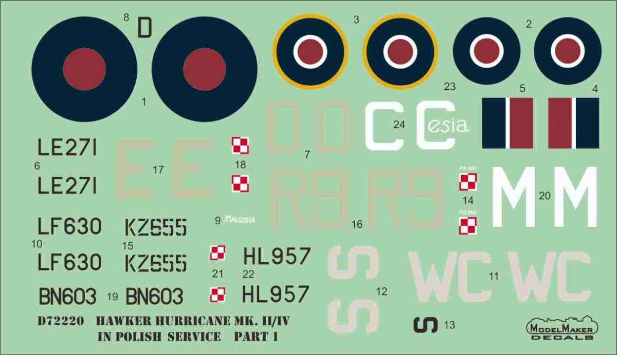 ModelMaker Decals D48220 Hawker Hurricane Mk.II/IV in Polish service part 1 1/48 – Bild 2