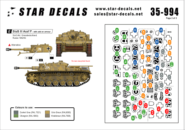 Star Decals 35-994 STURM! #5. StuG III Ausf F 1/35 – imagen 2