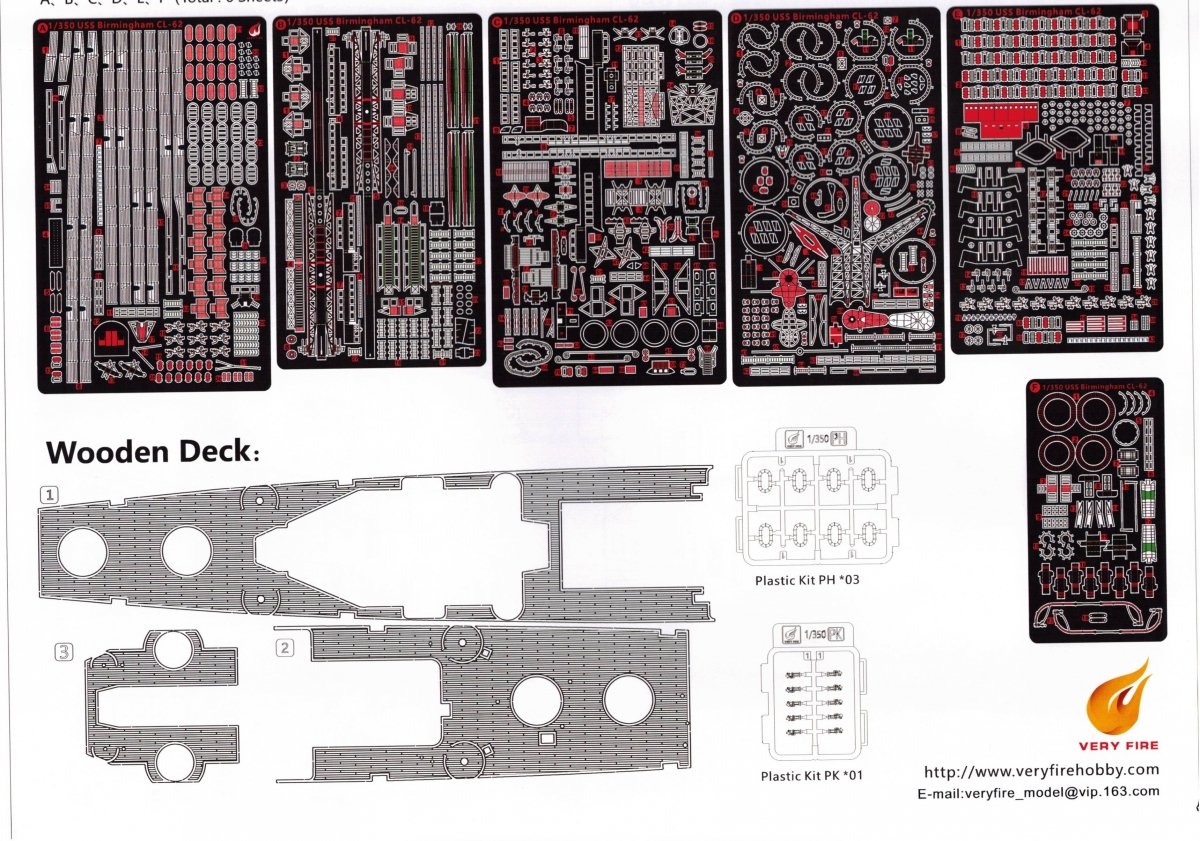 Very Fire VF350921DX U.S. Navy Light Cruiser USS Birmingham CL-62 DX ( Deluxe edition ) 1/350 – imagen 3