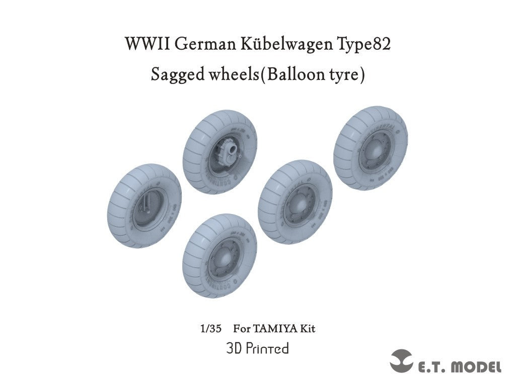 ET Model P35-139 Kübelwagen allemand Type 82 de la Seconde Guerre mondiale, roues affaissées, pneus ballons, pour maquette TAMIYA au 1/35