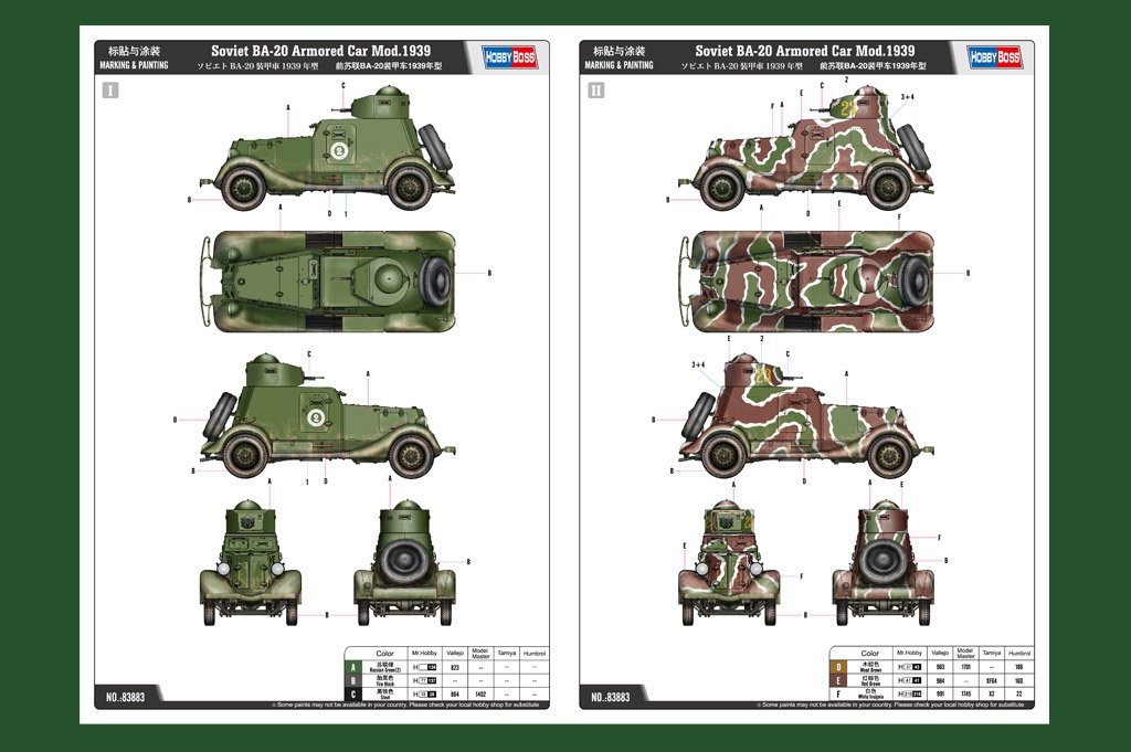 Hobby Boss 83883 Soviet BA-20 Armored Car Mod.1939 1/35 – immagine 4