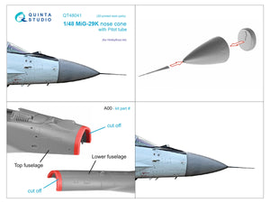 Quinta Studio QT48041 MiG-29K Сorrected nose cone (HobbyBoss) 1/48 – Bild 2