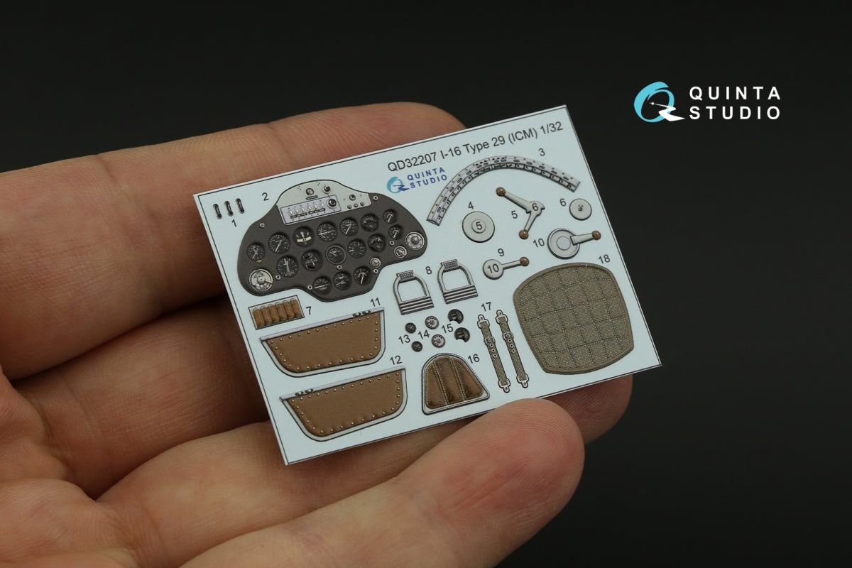 Quinta Studio QD32207 I-16 Type 29 3D-Printed coloured Interior on decal paper (ICM) 1/32 – immagine 9