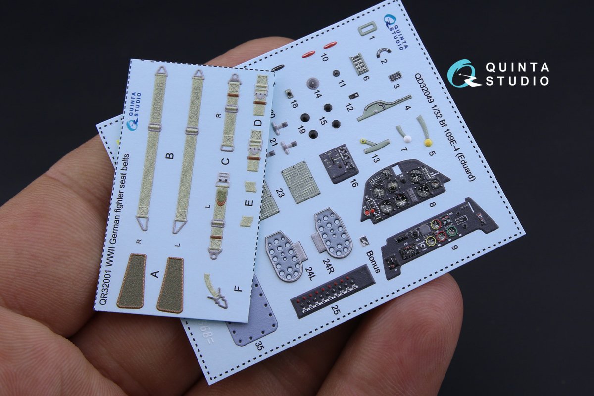 Quinta Studio QD32049 Bf 109E-4 3D-Printed &amp;amp; coloured Interior on decal paper (for Eduard kit) 1/32 – immagine 2