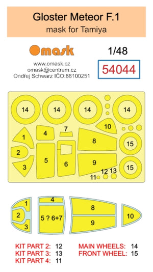 Omask 54044 Gloster Meteor F.1 mask (for Tamiya) 1/48 – imagen 2