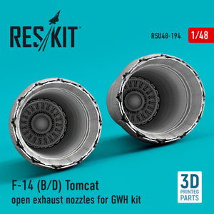 RESKIT RSU48-0194 F-14 (B,D) &amp;quot;TOMCAT&amp;quot; OPEN EXHAUST NOZZLES FOR GWH KIT (3D PRINTED) 1/48 – immagine 3