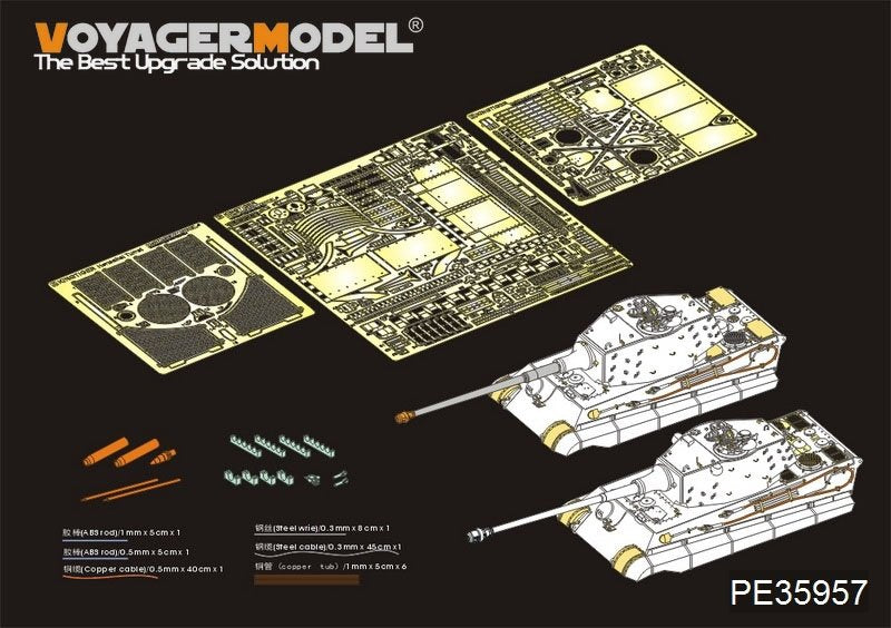 Maquette Voyager PE35957 Char King Tiger allemand de la Seconde Guerre mondiale (tourelle Hensehel) pour HOBBYBOSS 84533 1/35