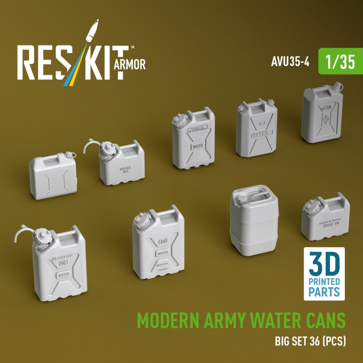 RESKIT AVU35-0004 Modern army water cans, big set (3D Printed) 1/35