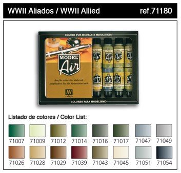 Vallejo Model Air WWII Allied 16 Color Set (71180)