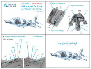 Quinta Studio QDS-48304 Harrier Gr.3 late 3D-Printed &amp;amp; coloured Interior on decal paper (Kinetic) (Small version) 1/48 – Bild 2