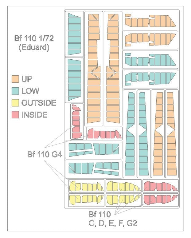 Omask 67002 Bf 110 masks for control surfaces (for Eduard) 1/72 – imagen 2