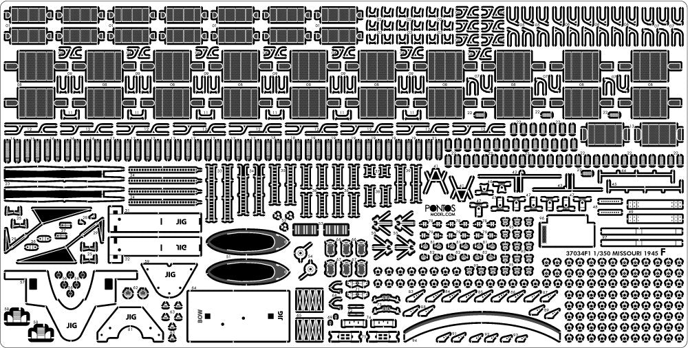 Pontos 37034FB USS BB-63 Missouri 1945 Advanced Detail Up Set for Hobbyboss Kit (Deck Blue 20B stained wooden deck) 1/350 – imagen 31