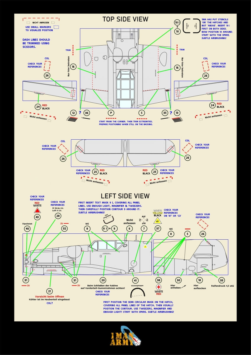 1 Man Army 24DET005 Messerschmitt Bf 109G5/G6 (Airfix) 1/24